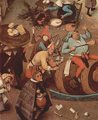Schilderij van Pieter Bruegel met het Bourgondisch Carnaval (1559). Bron: Wikipedia.org