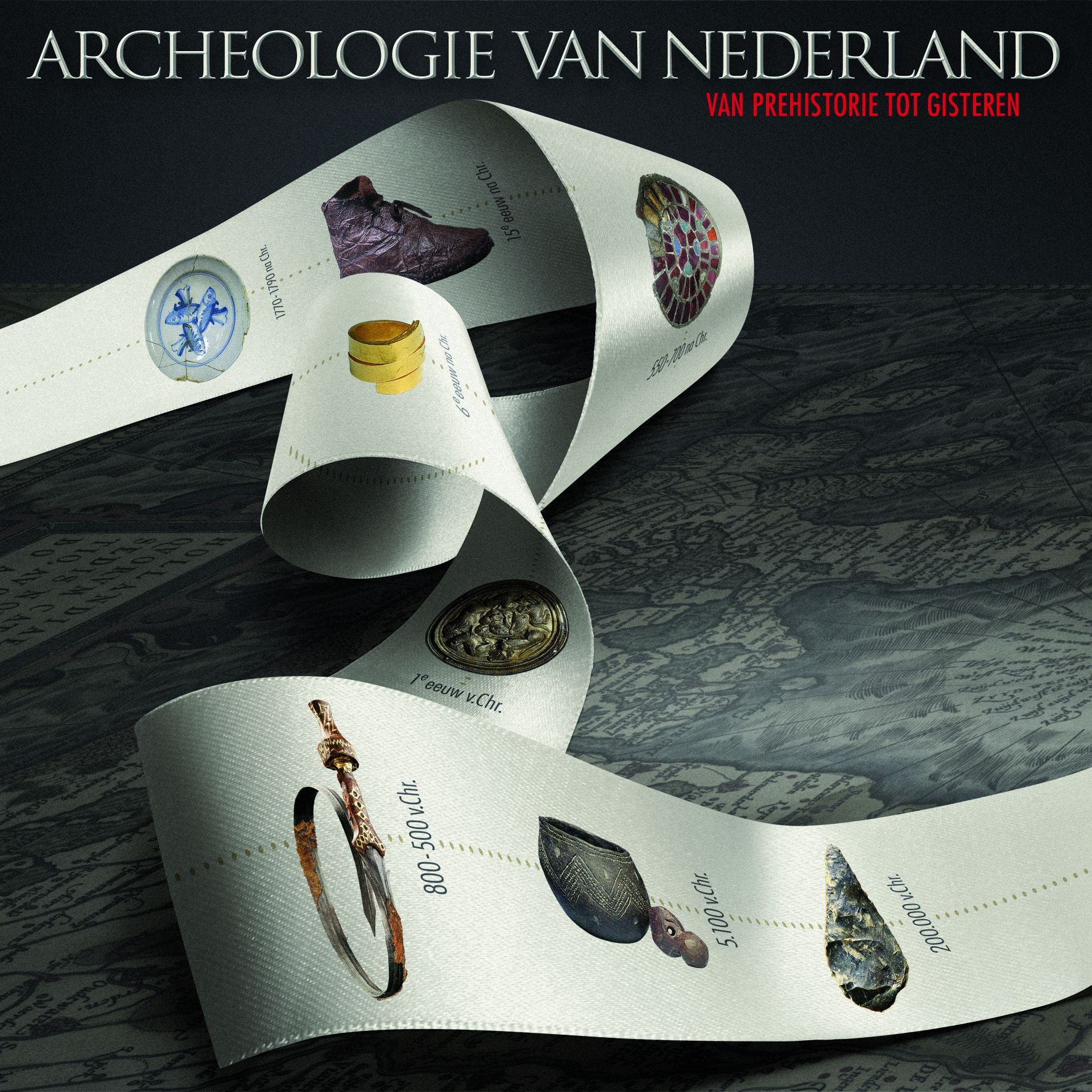 Persfoto 'Archeologie van Nederland' in Rijksmuseum van Oudheden_met titel 'Archeologie van Nederland' in Rijksmuseum van Oudheden