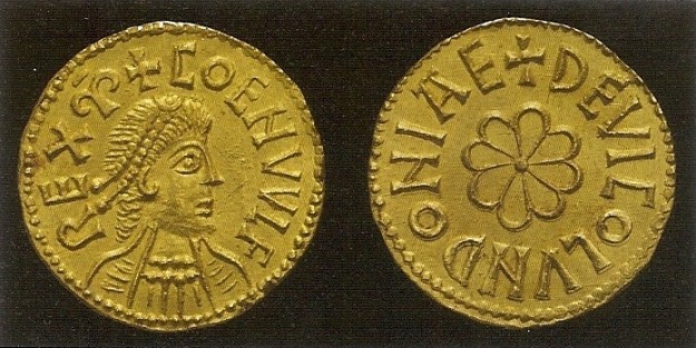 Gouden munt van Coenwulf, koning van Mercia.