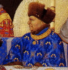 Detail uit de Très Riches Heures, januari. Hertog Jean de Berry. Bron: wikimedia commons.