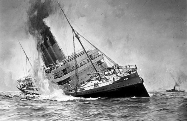 Zinken van de Lusitania. Amerika in de Eerste Wereldoorlog.