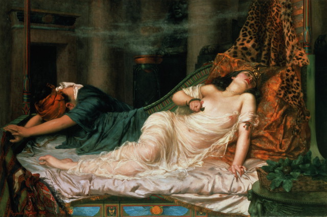 De dood van Cleopatra, schilderij door Reginald Arthur (1892) (bron: Wikimedia Commons)